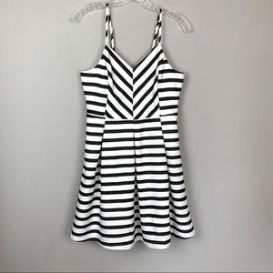 NWT She + Sky black white striped fit flare dress